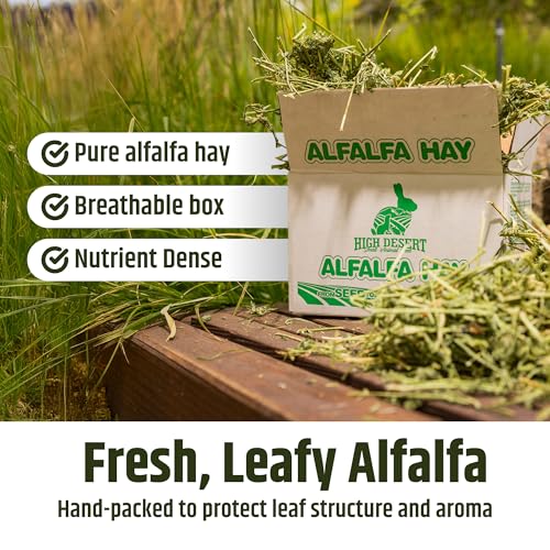 High Desert Alfalfa Hay, Protein Rich Soft Leaf Food for Young Growing Animals, Natural Rabbit Food and Guinea Pig Hay, Supports Digestive Health