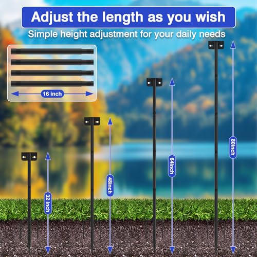 80 Inch Adjustable Bird Feeder Pole,Bird House Pole Suitable for Feeders & Birdhouse,Weather Station,Heavy-Duty Rustproof Design,Enhance Outdoor