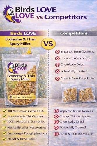 Birds LOVE Millet Tips & Tails for Birds - Parakeets, Cockatiels, Lovebirds, Finches, Budgies, Canaries, Cockatoos - Natural & Healthy Millet for