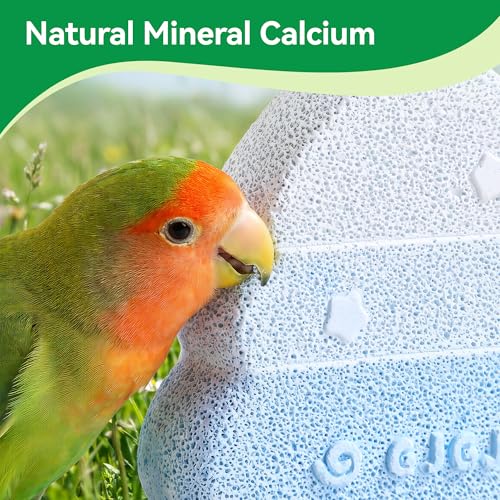 2 Pack Bird Beak Grinding Stone, Parrot Perch for Cage Volcanic Rock Mineral Bird Perch, Parrot Cage Accessories for Parakeets Budgies Cockatiels