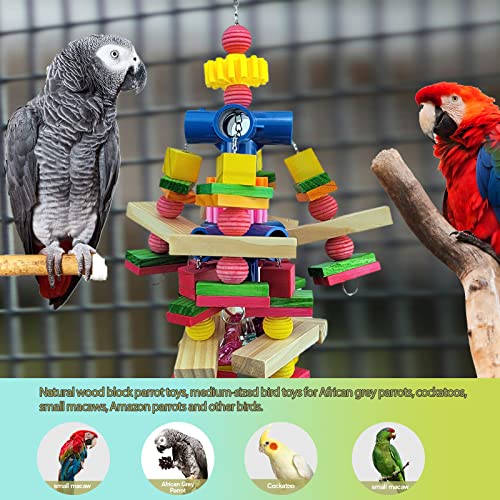 Parrot Toys for African Grey Parrots, Cockatoos, Small Macaws,  Parrots Small and Medium Birds Natural Wooden Safe and Durable Chew Toys and Bird