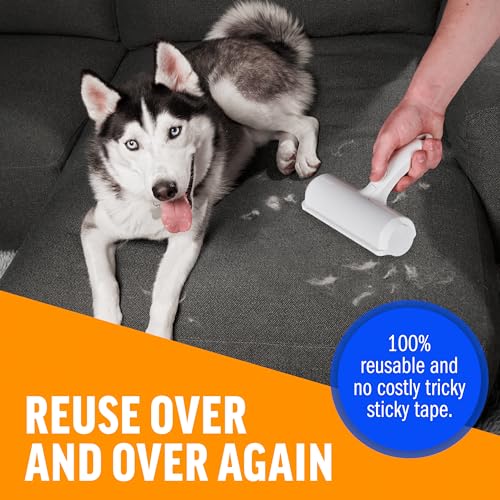 ChomChom Roller Pet Hair Remover – Original Size Reusable Lint Roller for Cat & Dog Hair on Furniture, Couch, Carpet, Car, Rugs & Bedding – Portable