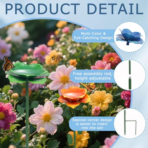 Bee Watering Station, Butterfly Feeder, Metal Bee Water Feeder with Flower Design,Elegant Outdoor Rose Yard & Patio Garden Decor (4PCS)