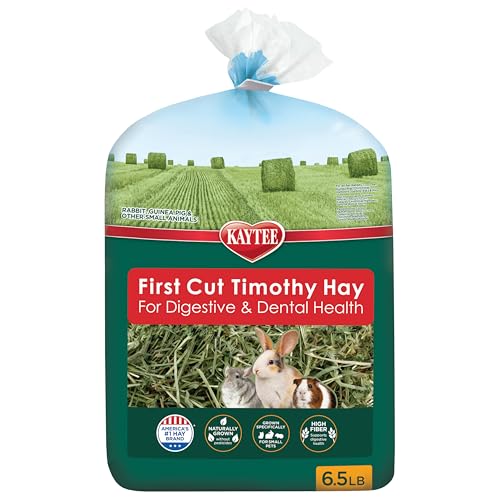 Kaytee First Cut Timothy Hay, High Fiber, Grown Specifically for Small Animals, Rabbits, Guinea Pigs, Chinchillas, 6.5 Pounds