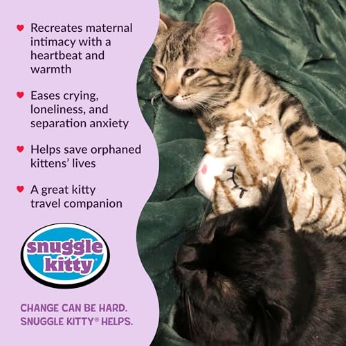 Snuggle Kitty Heartbeat Cat Toy for Kittens and Cats with Real-Feel Pulse and Heat Pack, Calming Sleep Aid for Cat Anxiety, New Kitten Essentials