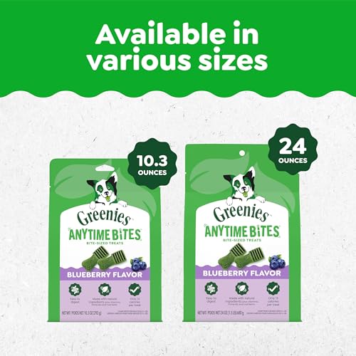 Greenies Anytime Bites Dog Treats, Blueberry Flavor, Dog Training Treats, 10.3 oz. Bag