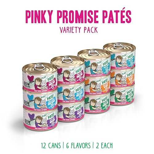 Weruva B.F.F. Play - Best Feline Friend Paté Lovers, Aw Yeah!, Pinky Promise Patés! Variety Pack, 2.8oz Can (Pack of 12)
