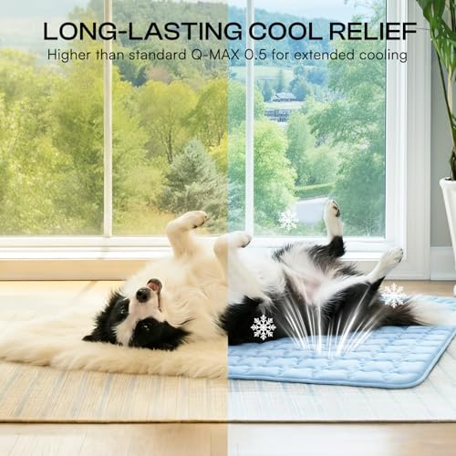 Luciphia Premium Dog Cooling Mat Non-Slip Q-MAX>0.5 Self-Cooling Pad for Small Pet Cat Indoor Portable Kennel Puppy Bed for Summer Crate Pad for Dog