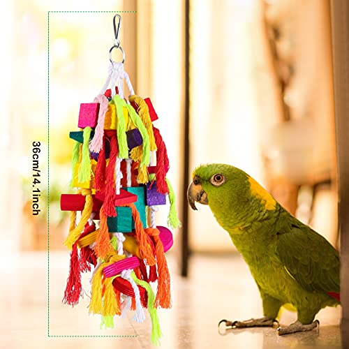 Rypet Large and Small Parrot Chewing Toys Parrot Cage Bite Toy Wooden Block Tearing Toys for Conures Cockatiels African Grey and Other  Parrots