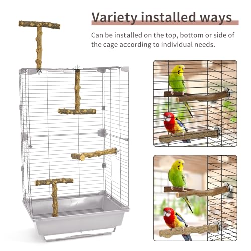Bird Perches, 6pcs Natural Wood Birds Stand Branch, Bird Perch Chewing Stick Cage Accessories Parrot Climbing Standing Branches Paw Grinding Fork