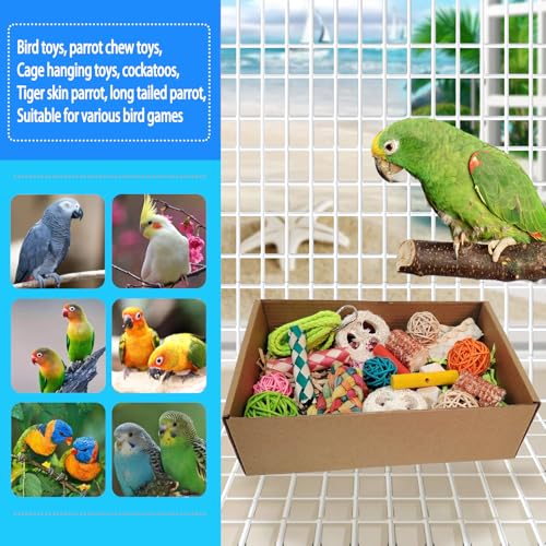 bird toys，Colorful Parrot Foraging and Tearing Toy Box - Suitable for chewing and foraging of long tailed parrots, Quaker parrots，cockatoos, Sun