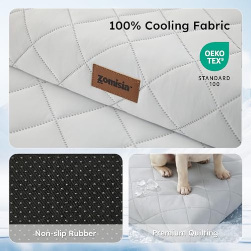 ZOMISIA Cooling Dog Bed for Crate, Q-Max>0.5 Cooling Mat with Removable Washable Cover, Orthopedic Egg Crate Foam Summer Pad for Extra Large Dogs