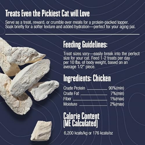 Whole Life Cat Just One Chicken Freeze Dried Cat Treats - Human Grade High Protein Food, Healthy Training Snacks, Freeze Dried Chicken Food Toppers