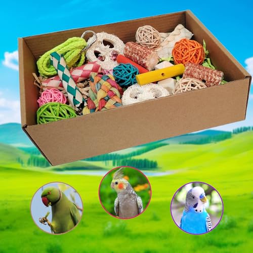 bird toys，Colorful Parrot Foraging and Tearing Toy Box - Suitable for chewing and foraging of long tailed parrots, Quaker parrots，cockatoos, Sun