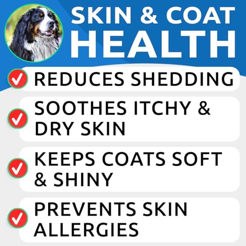 BARK&SPARK Omega 3 for Dogs - 180 Fish Oil Treats for Dog Shedding, Skin Allergy Chews, Itch Relief, Hot Spots Treatment - Joint Health - Skin and