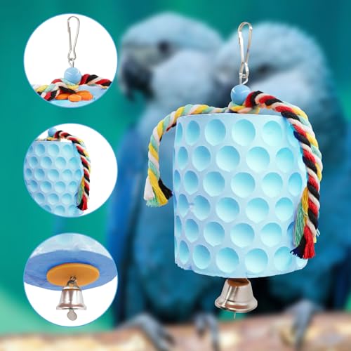 Extra Large Bird Chewing Toy, Parrot Beak Grinding Calcium Stone with Bells, Bird Cage Accessories, Cage Toys for Cockatiel Parakeet Parrot Budgies