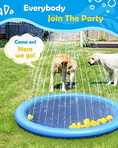 Peteast Splash Pad for Dogs & Kids - Anti-Slip Dog Pool for Large Dogs, 0.58 mm Thickened Durable Outdoor Water Play Mat, Summer Sprinkler Toy for