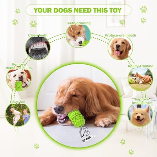 PIFFZEDO Dog Toys for Aggressive Chewers,Interactive Natural Rubber Chew & Squeaky Toy for Large Medium Breed,Dog Toothbrush,Tough & Durable