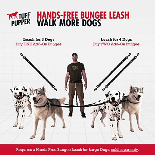 Tuff Pupper Heavy Duty Hands Free Bungee Dog Leash | Two Large Dogs Up to 250 lbs | Comfortable Shock Absorbing Bungee | Reflective Dual Padded
