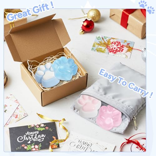 2-Pack Taba Squishy Cat Paw Sensory Fidget Toys Adults, Anxiety Stress Relief Squeeze Toy, Soft Cute Kawaii Squishy’s for Desk, School (Blue)