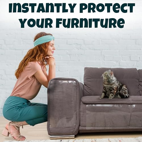 FixZilla Anti Cat Scratch Furniture Protector, 6-Pack Couch Protector from Cat Claws – Heavy-Duty, Easy-to-Apply Scratching Deterrent and Shield for