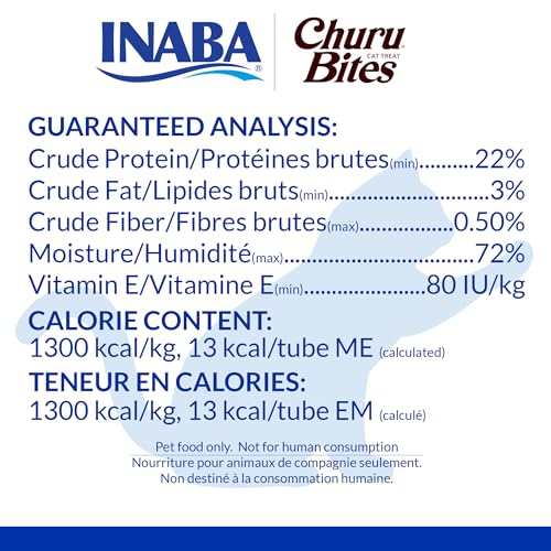 INABA Churu Bites for Cats, Soft/Chewy Baked Chicken Wrapped Churu Filled Cat Treats with Vitamin E, 0.35 Ounces per Tube, 24 Tubes Total (3 Tubes
