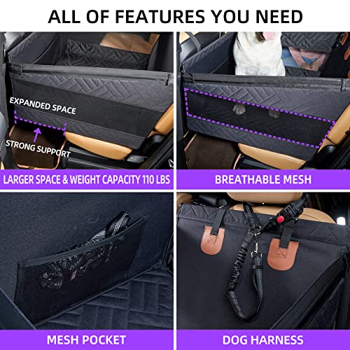 TKYZ Large Dog Car Seat,Back Seat Extender for Dogs,Waterproof Medium Dog Seat Cover for Backseat, Pet Bed for Car Hammock(Black-L)
