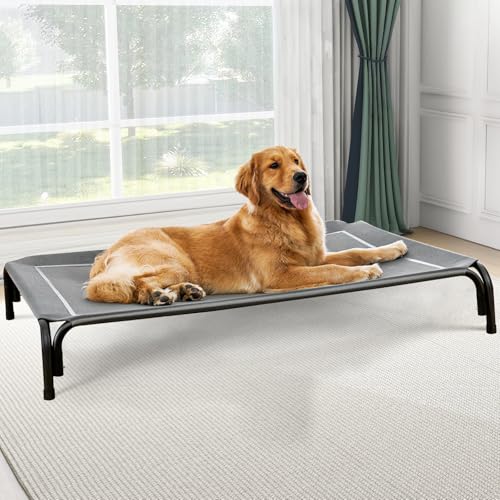 Czpalo Elevated Dog Bed, Raised Outdoor Dog Bed for Large Sized Dogs, Portable Cooling Pet Cot with Breathable & Washable Mesh, Indoor & Outdoor Pet