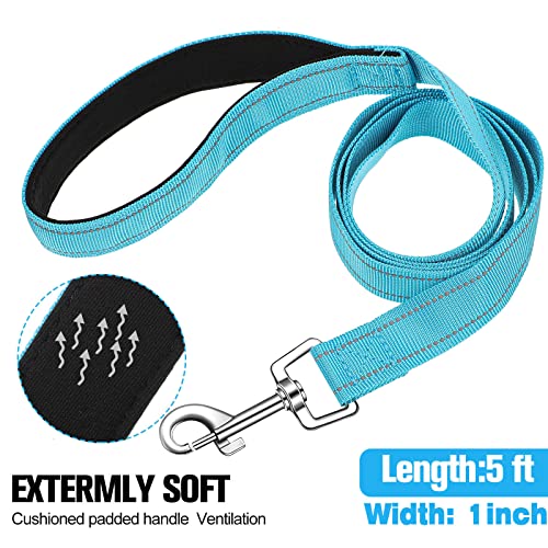 6 Pieces Dog Leash Bulk for Medium and Large Dog, Heavy Duty Nylon Pack Dogs Leashes Padded Handle Double Sided Reflective Puppy Collar for Walking