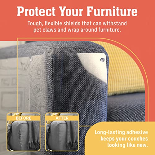 6 Pack XL Anti Cat Scratch Furniture Protector - Couch Protector from Cat Claws w/Twist Pins, Clear, Easy-to-Apply Scratching Deterrent and Shield