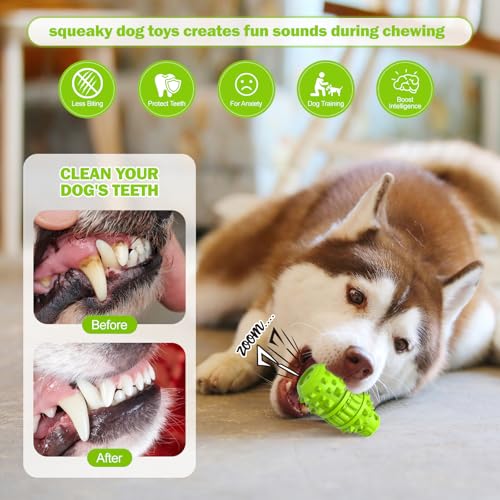 PIFFZEDO Dog Toys for Aggressive Chewers,Interactive Natural Rubber Chew & Squeaky Toy for Large Medium Breed,Dog Toothbrush,Tough & Durable