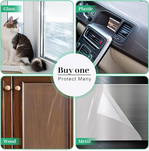 Door Protector from Dog Scratching 118" x 8.2" Cat Scratch Door Frame Single Side Adhesive Protector Anti Dog Scratch Door Guard for Dogs Clear