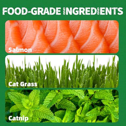 Just Try Cat Treats for Indoor Cats Hairball Control Natural Salmon Healthy Cat Grass Treats Kitten Snacks Training Biscuits Catnip for Cats Dental