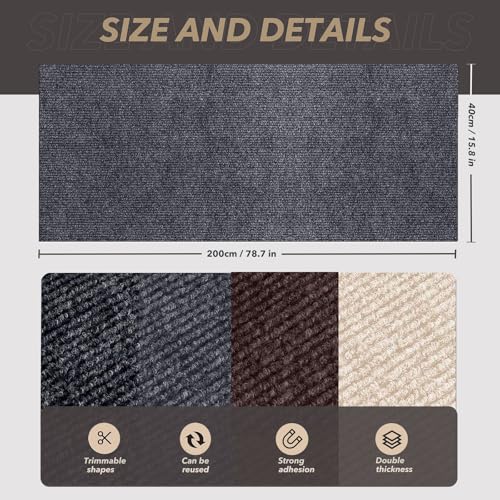 78.7"X15.8" Cat Scratching Mat, Self-Adhesive Cat Scratch Carpet, DIY Cats Scratch Furniture Protector for Couch, Sofa, Wall & Door, Durable