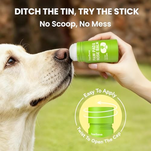 PawSono Lick-Safe Dog Paw & Nose Balm with Coconut Oil | All-Natural Moisturizer & Soother for Dry, Cracked Pads & Snout | Heat & Cold Pavement