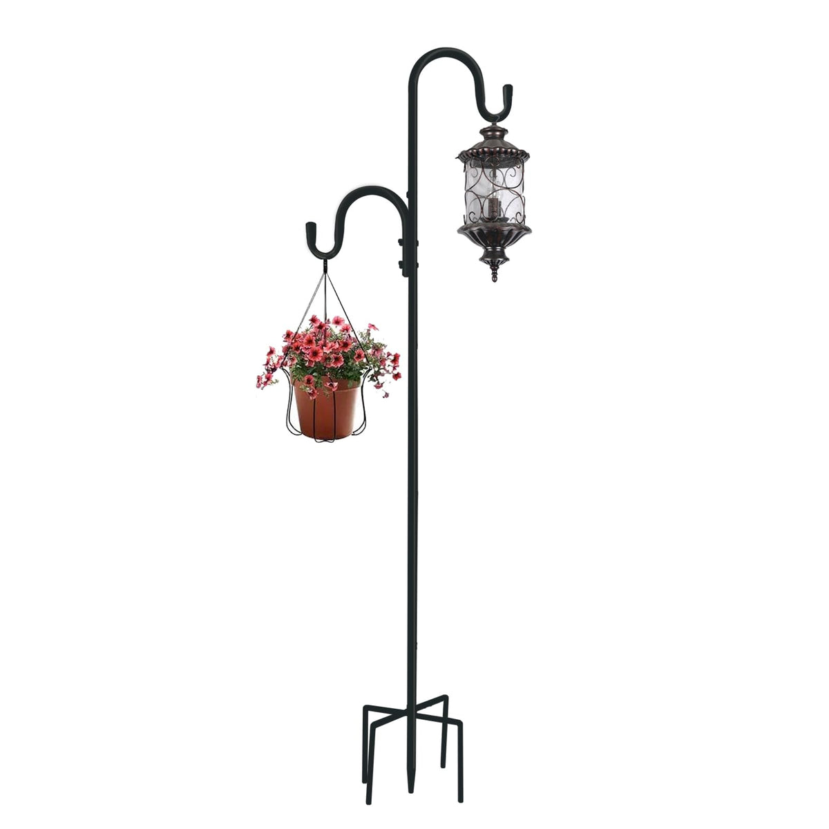 MIPON 78 Inch Double Shepherds Hooks for Outdoor Bird Feeder,Hanging Plants,Solar Light,Adjustable 78/62/46/30 Inch,3/4 Inch Width Garden Shepards