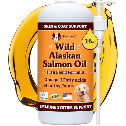Natural Dog Company Wild Alaskan Salmon Oil Formula with Omega 3, Fish Oil for Dogs Supplement, Skin & Coat Dog Oil, Itchy Relief, Immune Support for