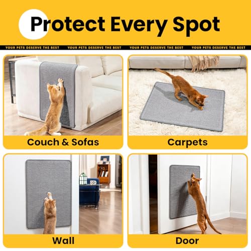 Conlun Cat Scratcher Mat,Natural Sisal Cat Scratch Pad,Horizontal Floor Cat Scratching Pads Rug for Indoor Cats Grinding Claws Nails,Cat Furniture