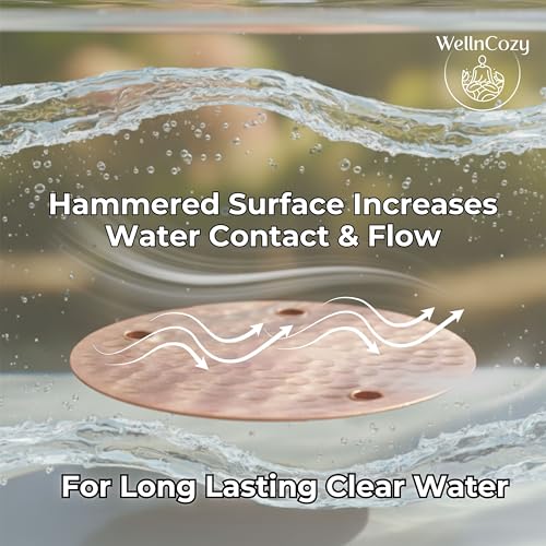 Bird Bath Copper Disk & Maintenance Set, 2 Hammered Style 0.8mm, 99.9% Pure Copper Plate, Rustic Birdbath Accessories for Bowl and Fountain, Supports