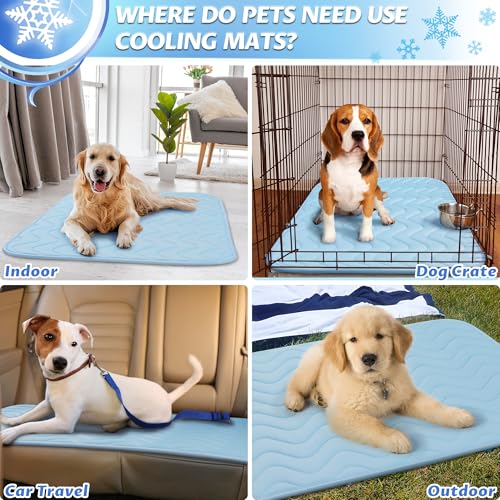 Dog Cooling Mat for Large Dogs, 40"x28" Breathable Self Cooling Crate Mat for Dogs & Cats, Portable Washable Pet Cooling Pad for Kennel, Sofa, Bed