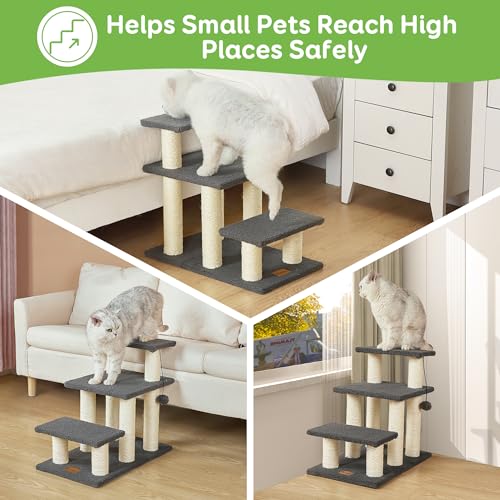 Pawque Dog Stairs & Cat Scratching Post Pet Steps for High Beds Couch, High-Strength Boards Holds up to 150 lbs for Indoor Small Cats Kittens Dogs
