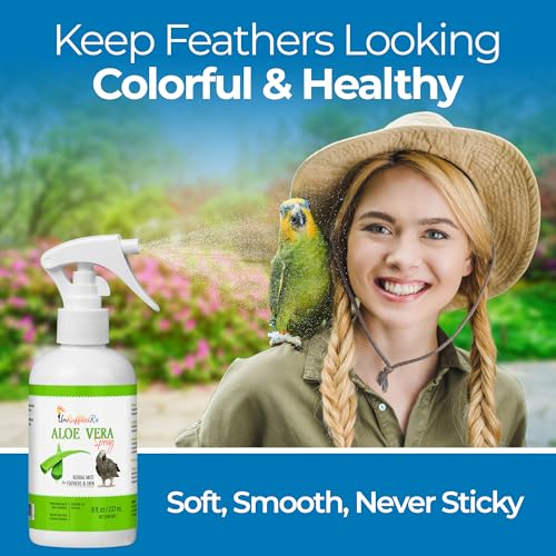 Aloe Vera Bird Spray for All Birds – Soothes Itchy Skin & Feather Plucking – 8oz Odor-Free Mist, Safe if Ingested, Daily Use Bird Mist, Softens