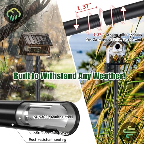 Heavy Duty Bird Feeder Pole - 88" Adjustable Bird House Stand Outdoor, Anti-Tip Auger & Stable Mount for Smart Camera Birdfeeder,Bluebird House, Bird