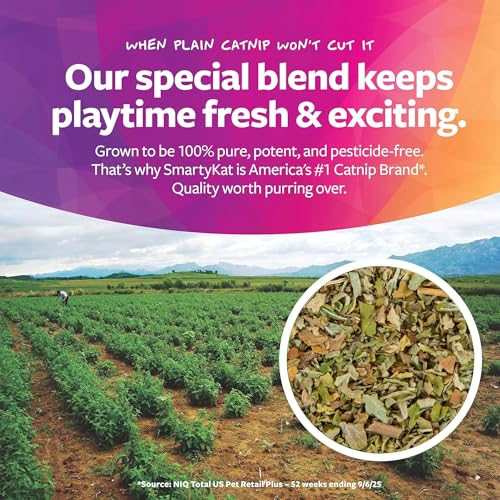 SmartyKat Natural Catnip Canister, 100% Natural Cat Nip for Cats, Premium Dried Catnip for Indoor Cats, Positive Training Aid for Play and Exercise