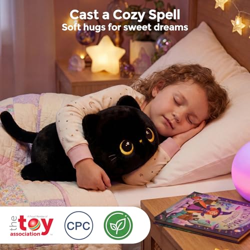 Mewaii Cute Black Cat Plush Pillow, Kawaii Plushies Black Cat Stuffed Animals, Squishy Plushies, Cuddle Plush Pillow for Kids & Girls (13 Inch)