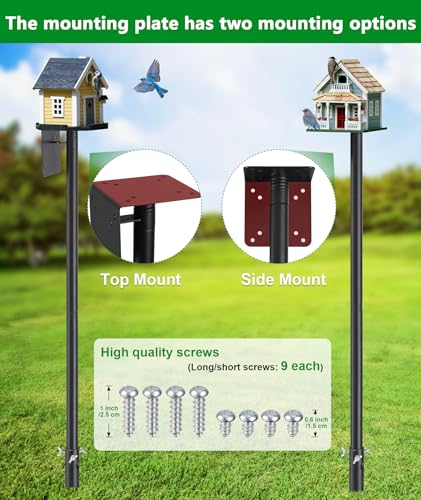 Heavy Duty Bird Feeder Pole - 60 Inch Adjustable 1 Inch Metal Bird House Pole with 14” Deep Auger Base | Outdoor Mount Kit for Bluebird Houses