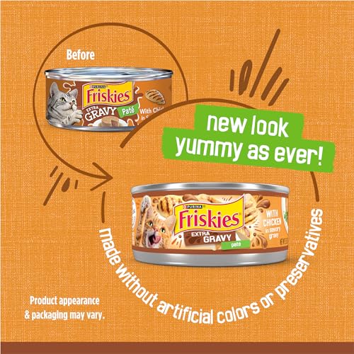 Purina Friskies Gravy Pate, Wet Cat Food Extra Gravy Pate With Chicken in Savory - (Pack of 24) 5.5 oz. Cans