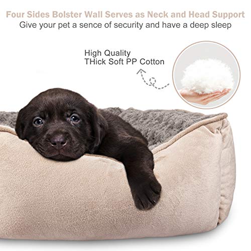 JOEJOY Rectangle Dog Bed for Large Medium Small Dogs - Washable Orthopedic Sofa Bed, Soft Breathable Puppy & Pet Cuddler, Durable Calming Dog Bed with Anti-Slip Bottom, Multiple Sizes, Beige
