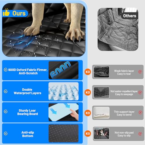 Dog Car Seat Cover for Back Seat with Hard Bottom,Waterproof Back Seat Extender for Dogs,Dog Hammock Dogs Bed for Cars, SUVs,Pet Seat Cover for Back
