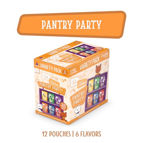 Weruva Cats in the Kitchen, Pantry Party Pouch Variety Pack in Gravy Cat Food, 3oz Pouch (Pack of 12)